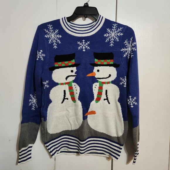 M Tipsy Elves Naughty Snowman Carrot Nose Knit Long Sleeve Christmas Sweater - Picture 1 of 5